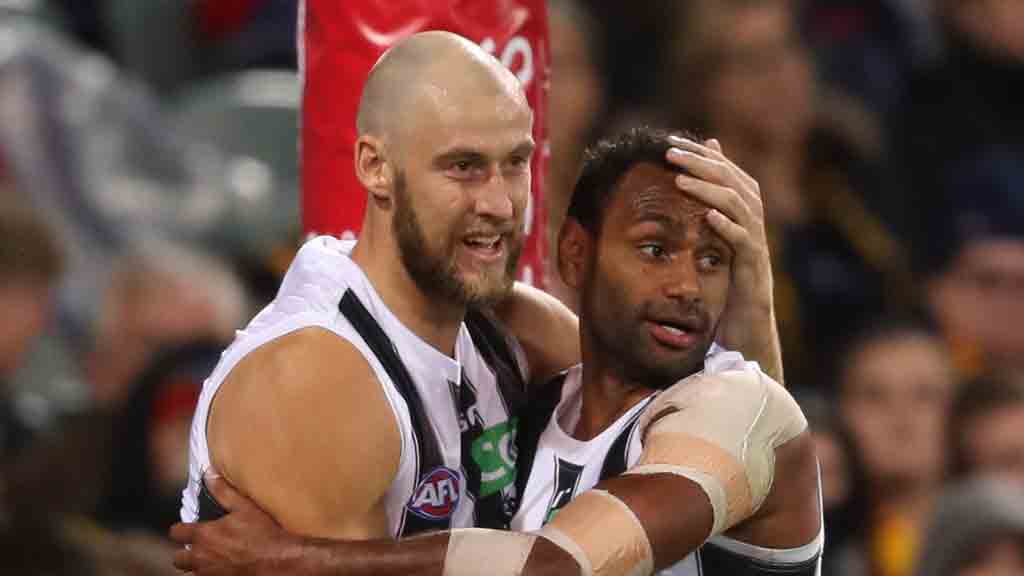 Ben-Reid-and-Travis-Varcoe.jpg Club stalwarts Ben Reid and Travis Varcoe will enter their 14th AFL seasons next year. All pictures: AFL Photos - AFL,Game,Update,News,Collingwood Magpies,Travis Varcoe,Ben Reid,Tim Broomhead,Jack Madgen,Rupert Wills,Contracts